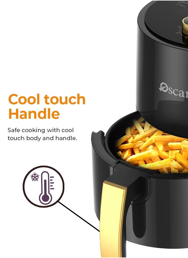 OSCAR | Hand Control Air Fryer | Model: OAF3LMCB | Foods with Less Oil | Rapid Air Recycling Technology | Even Cooking | Easy-to-Use Controls | Compact Design 3 Liters Capacity