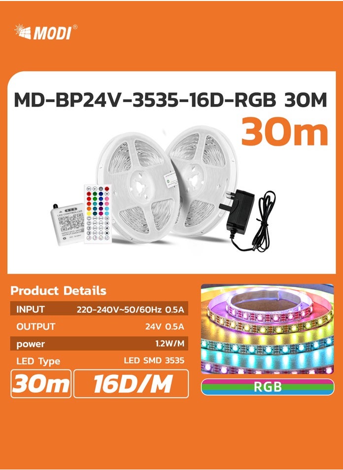 30Mtr Led Light Strip Bluetooth Smart App Music Sync Color Changing RGB LED Light Strip with Remote Control and Power Adapter Led Lights for Bedroom Room Home Decor