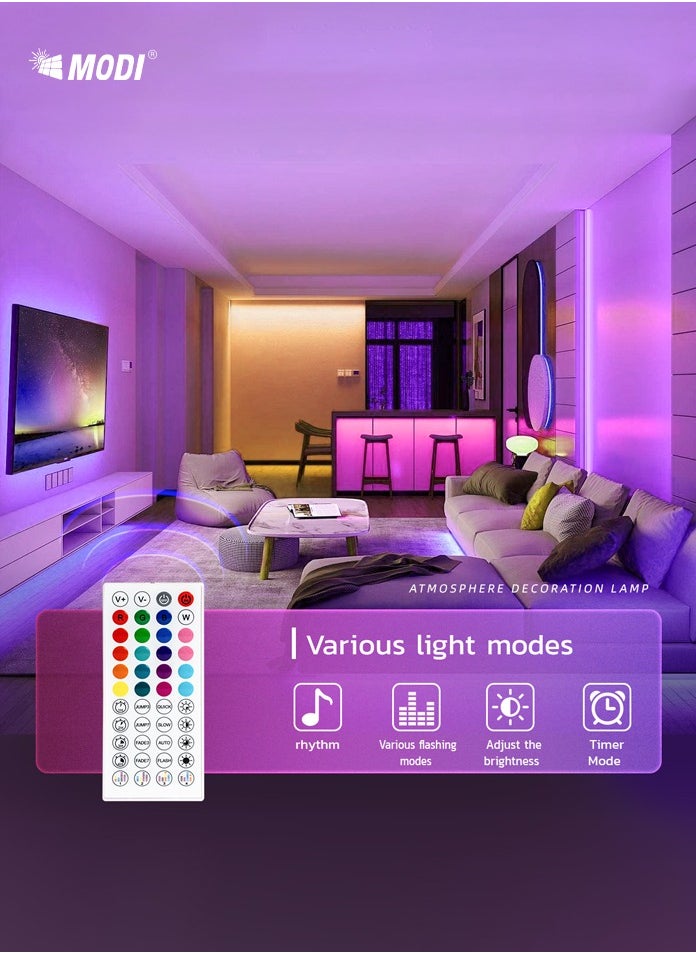 30Mtr Led Light Strip Bluetooth Smart App Music Sync Color Changing RGB LED Light Strip with Remote Control and Power Adapter Led Lights for Bedroom Room Home Decor