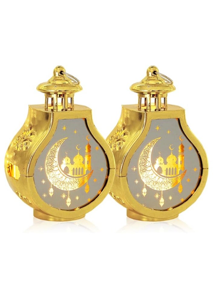 2-Pack LED Illuminated Candle Lights, Plastic Battery-Operated Party Decorative Lamps for Ramadan, Living Room Ambiance, Prayer & Blessing Lights with Button Battery Included