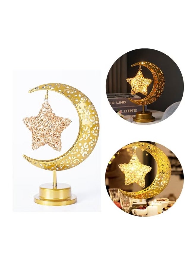 Ramadan Decorations LED Decorative Light Moon Star Table Lamp, Cordless Ramadan Moon Shape Desk Lamp, Bedside Table Night Light for Bedroom Dining Living Room Party Nursery Office Decor