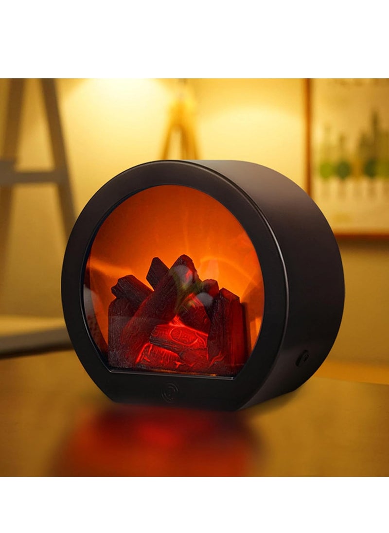 Fireplace Lanterns Decorative Flameless Portable Led Lantern, Fireplace Light LED Simulation Log Flame Effect, Touch Switch Simulation Flame LED Fireplace Lantern for Home Decor