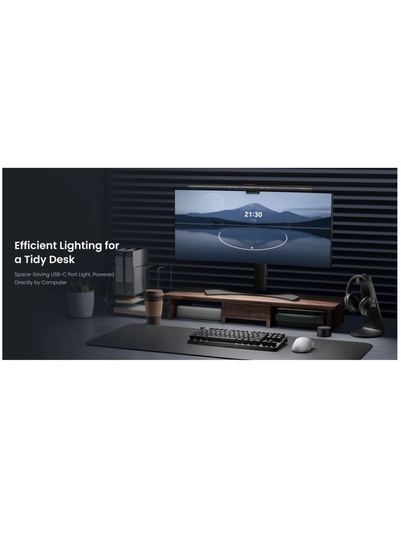 Yeelight Pura Monitor Light Bar Pro | 1446lux Task Lighting | USB-C Port | Curved Screen Compatible | Black