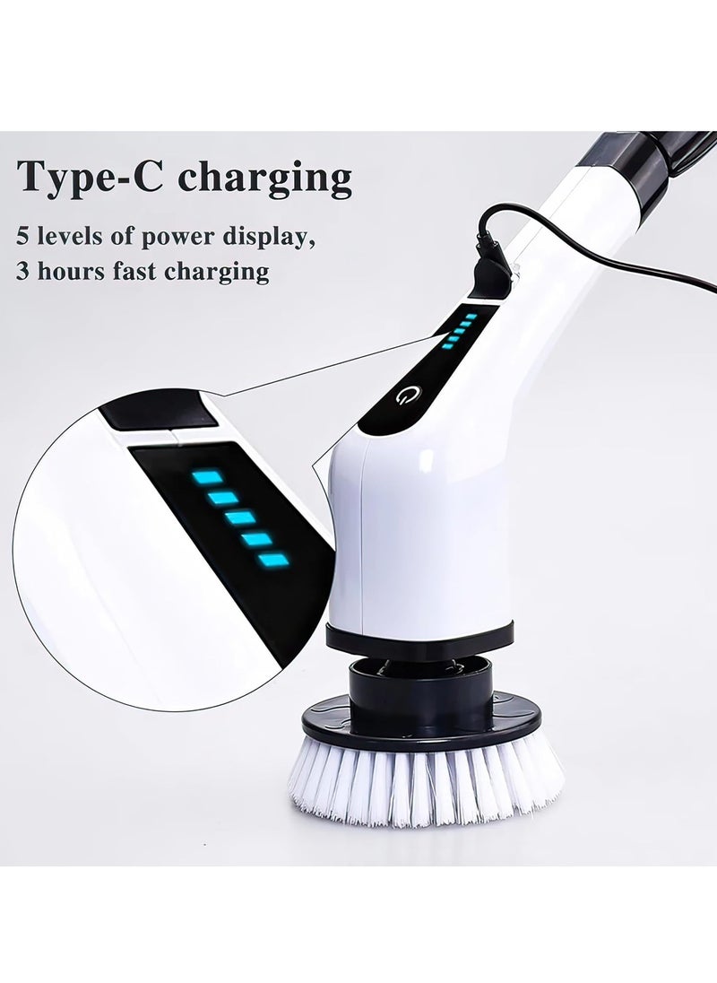 Electric Spin Scrubber – 8 Replaceable Heads, Adjustable Extension, Heavy Duty Power Motor, Automatic Cleaning Tool for Car, Tiles, Bathroom & Kitchen – Effortless Scrubbing, Multi-Surface Use, Cordless Design for Ultimate Convenience