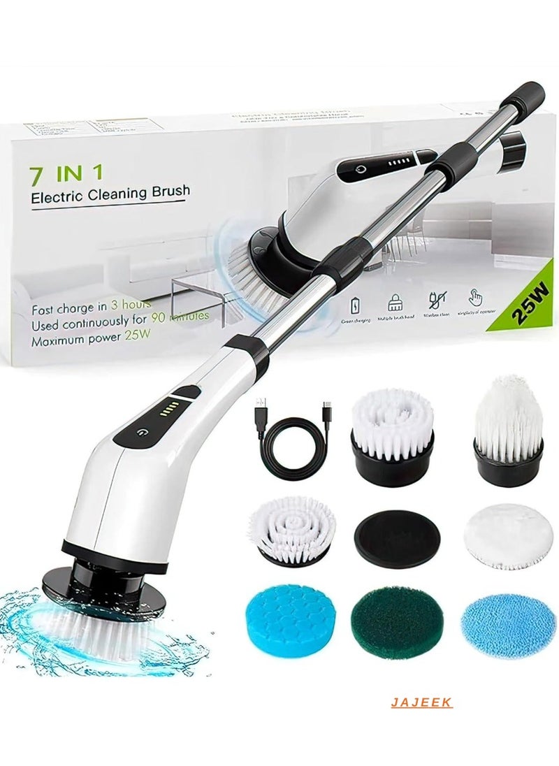 Electric Spin Scrubber – 8 Replaceable Heads, Adjustable Extension, Heavy Duty Power Motor, Automatic Cleaning Tool for Car, Tiles, Bathroom & Kitchen – Effortless Scrubbing, Multi-Surface Use, Cordless Design for Ultimate Convenience