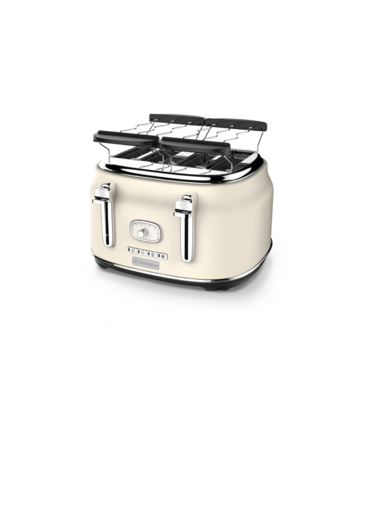 Retro Series 4-Slice Toaster 1750W - White | High-Power Toaster for Even Toasting, Bagels & More