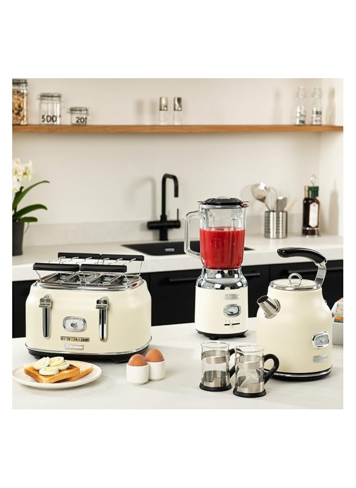 Retro Series 4-Slice Toaster 1750W - White | High-Power Toaster for Even Toasting, Bagels & More