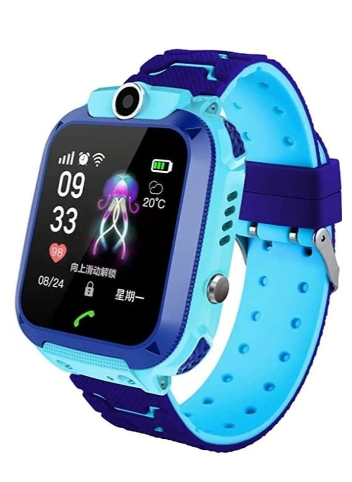 Waterproof Smart Watch Touch Screen with SOS Call Voice Chat Alarm Clock Compatible with Android iOS Phones Blue