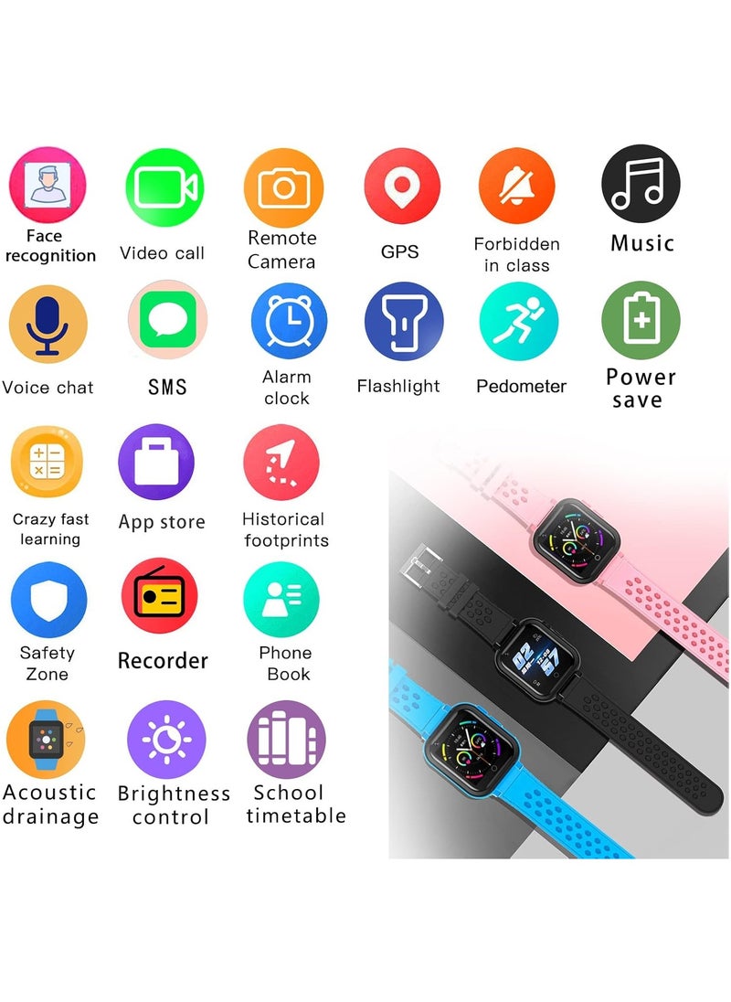 Smart Watch for Kids, 4G Kids Phone Smartwatch with GPS Tracker, WiFi SMS, Call, Voice Video Chat, Bluetooth, Audio Recording, Alarm, Pedometer, Wrist Watch for 4-16 Boys Girls Birthday Gifts