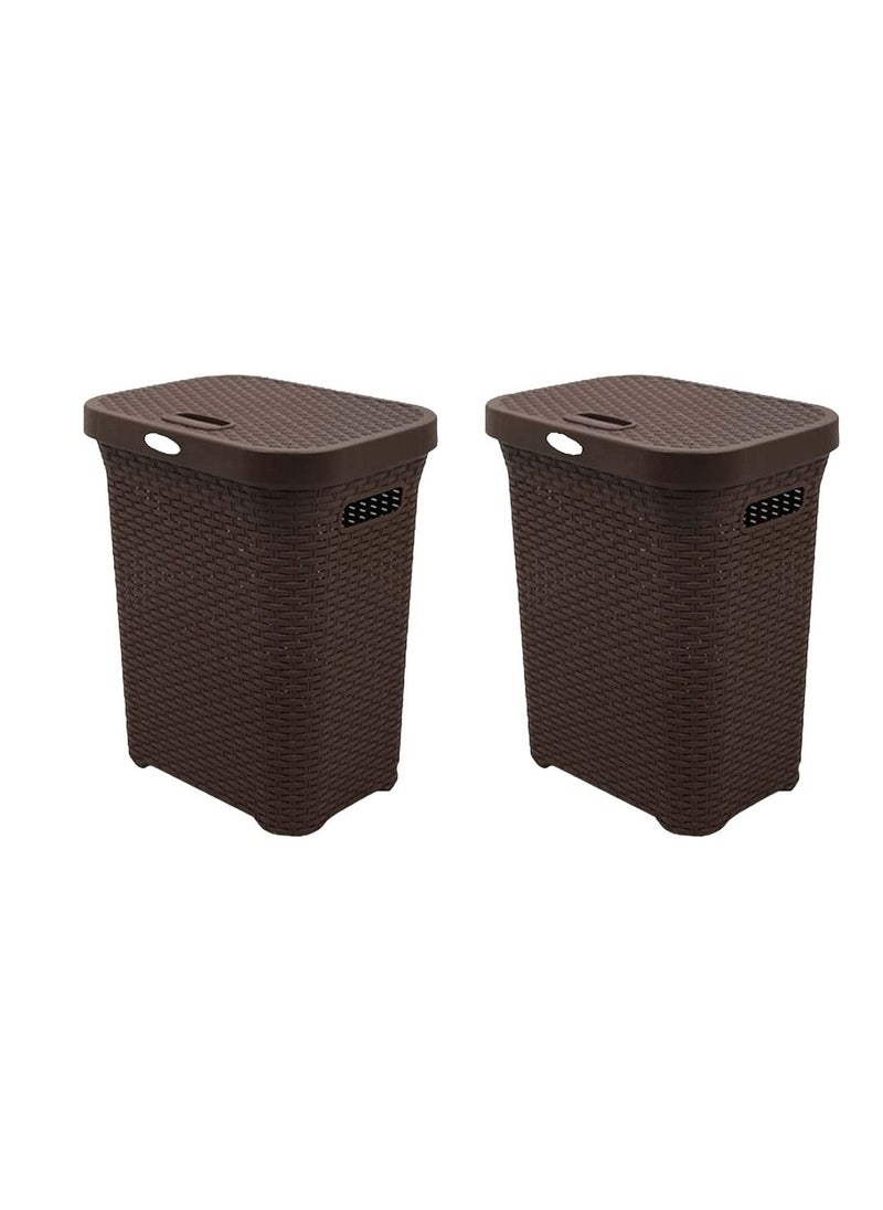 Laundry Basket With Lid Brown 50 Ltr