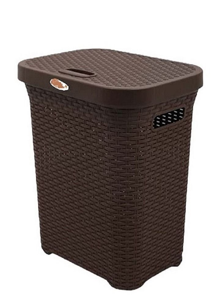 Laundry Basket With Lid Brown 50 Ltr