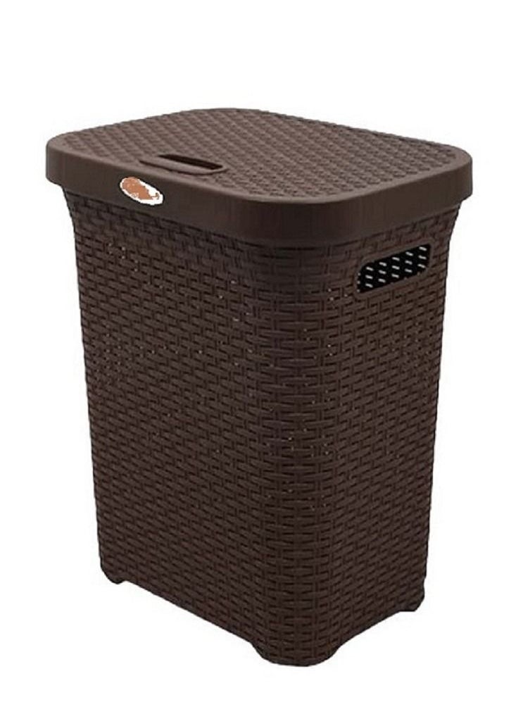 Laundry Basket With Lid Brown 50 Ltr