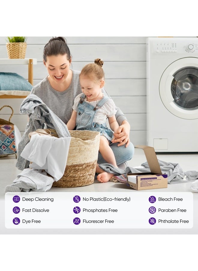 Lavender Laundry Detergent Sheets Travel Eco-friendly 300 Loads Fisroa Clothes Washing Detergent Sheets Plastic-Free Washer Sheets Liquidless Laundry Sheets Strips Tablet