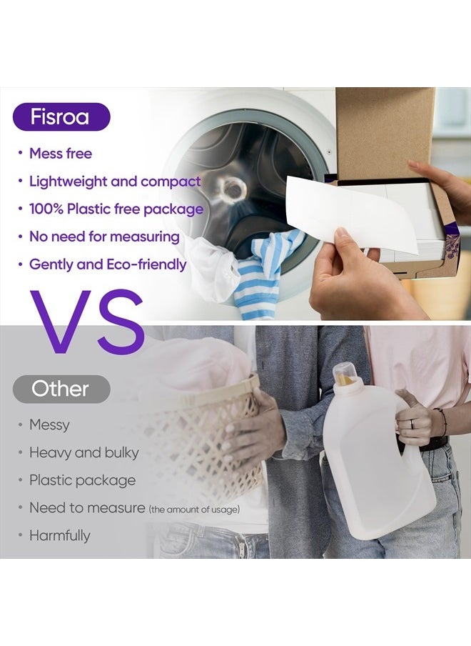 Lavender Laundry Detergent Sheets Travel Eco-friendly 300 Loads Fisroa Clothes Washing Detergent Sheets Plastic-Free Washer Sheets Liquidless Laundry Sheets Strips Tablet