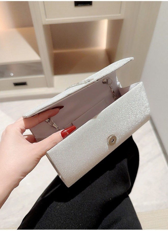 Women's Sparkling Evening Clutch Bag, Ladies Designer Chain Banquet Package Handbag Tote Bags Shoulder Bag, Casual Solid Color Crossbody Bag Satchel Bag Side Bag Carry Bag for College Students