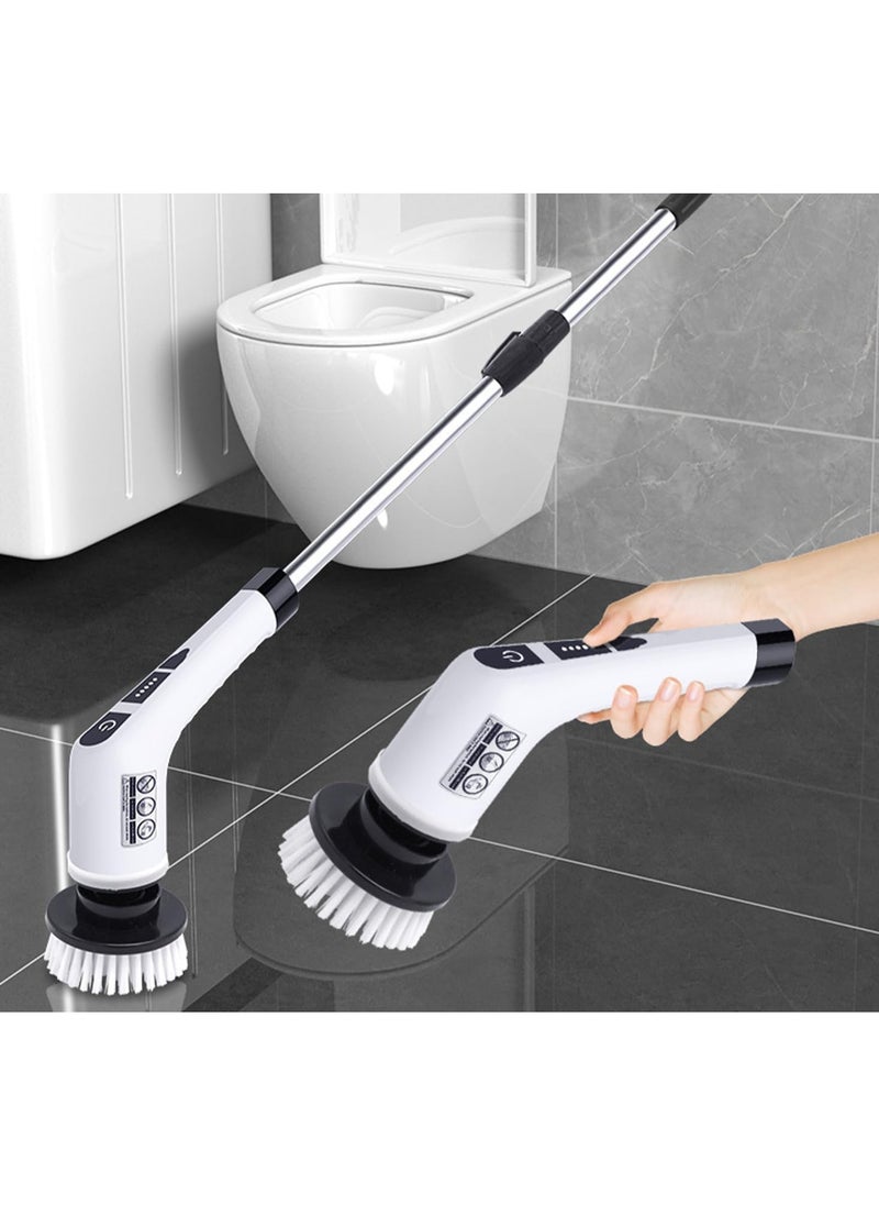 Electric Spin Scrubber with 7 Changeable Heads & Adjustable Extension Arm up to 4ft 2 Speed Bathroom, Shower, Floor, Tile, Grout & Kitchen Cleaner Portable Water Resistant, Easy to Use & Rechargeable