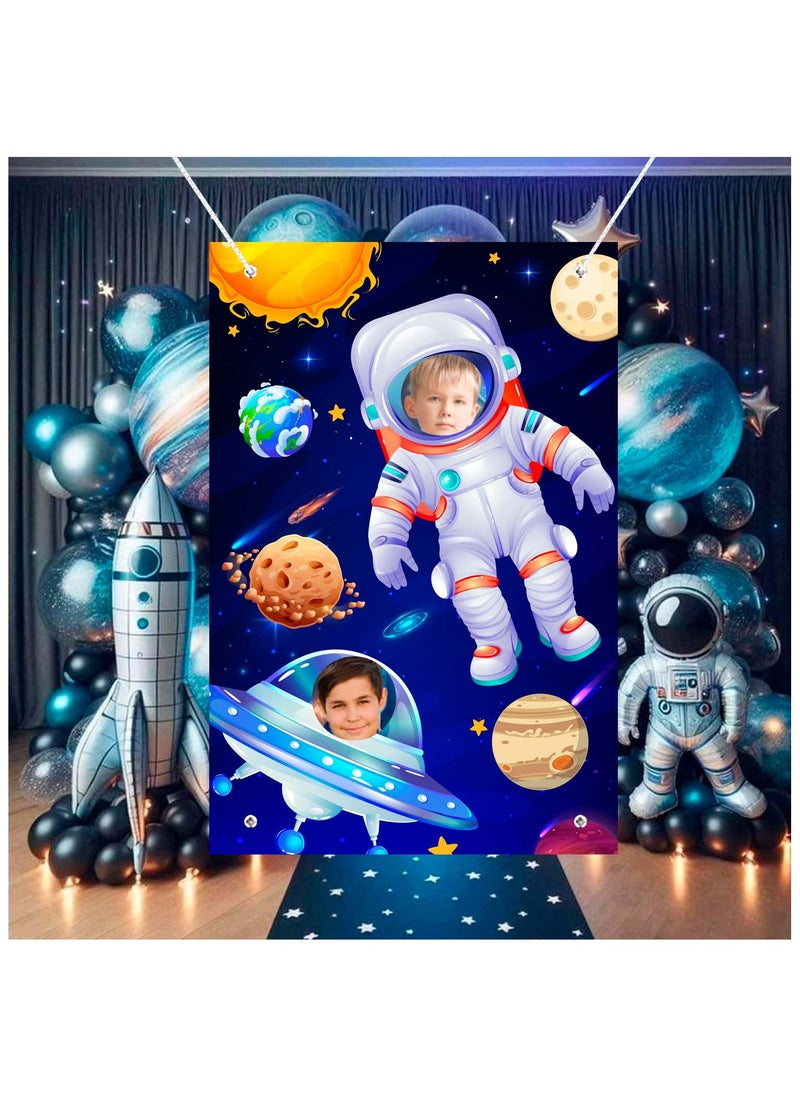 Astronaut Face Photography Background, 59.06''x39.37'' Space Theme Backdrop/Outer Space Birthday Party Backdrop/Outer Space Party Backdrop for Space Photo Prop & Space Birthday Party Decorations