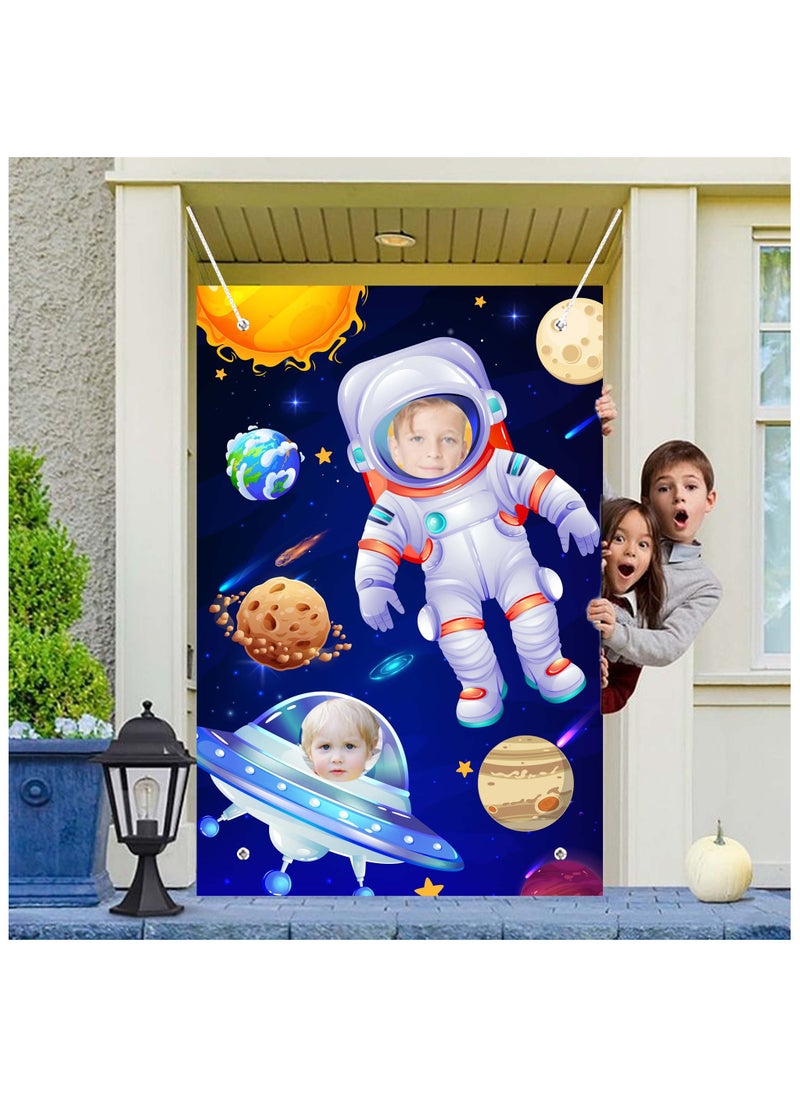 Astronaut Face Photography Background, 59.06''x39.37'' Space Theme Backdrop/Outer Space Birthday Party Backdrop/Outer Space Party Backdrop for Space Photo Prop & Space Birthday Party Decorations