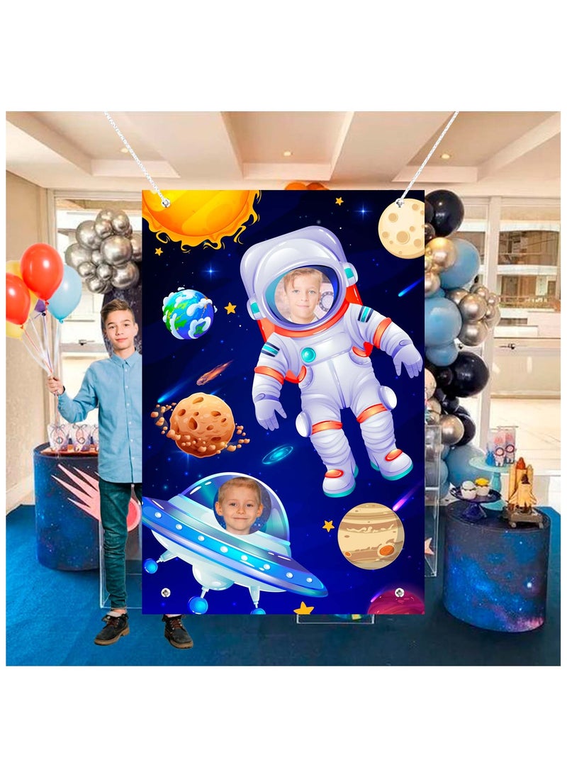 Astronaut Face Photography Background, 59.06''x39.37'' Space Theme Backdrop/Outer Space Birthday Party Backdrop/Outer Space Party Backdrop for Space Photo Prop & Space Birthday Party Decorations