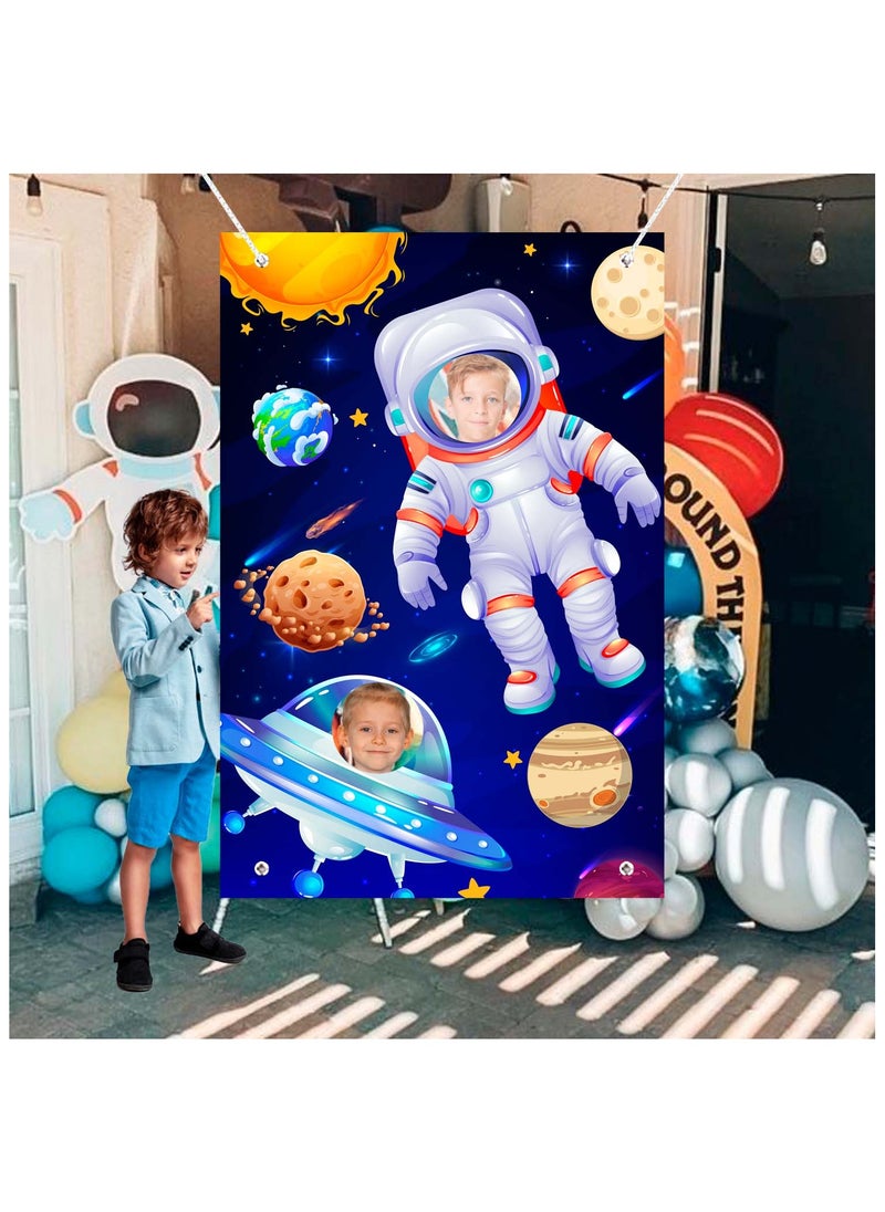 Astronaut Face Photography Background, 59.06''x39.37'' Space Theme Backdrop/Outer Space Birthday Party Backdrop/Outer Space Party Backdrop for Space Photo Prop & Space Birthday Party Decorations