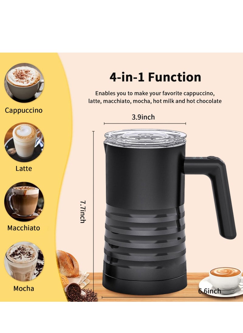 4 in 1 Electric Coffee Milk Frother and Steamer with Handle, Milk Steamer Soft Foam Maker for Hot and Cold Milk Froth, 11.8oz/350ml Milk Frother for Coffee, Latte, Cappuccino, Hot Chocolate, 400W