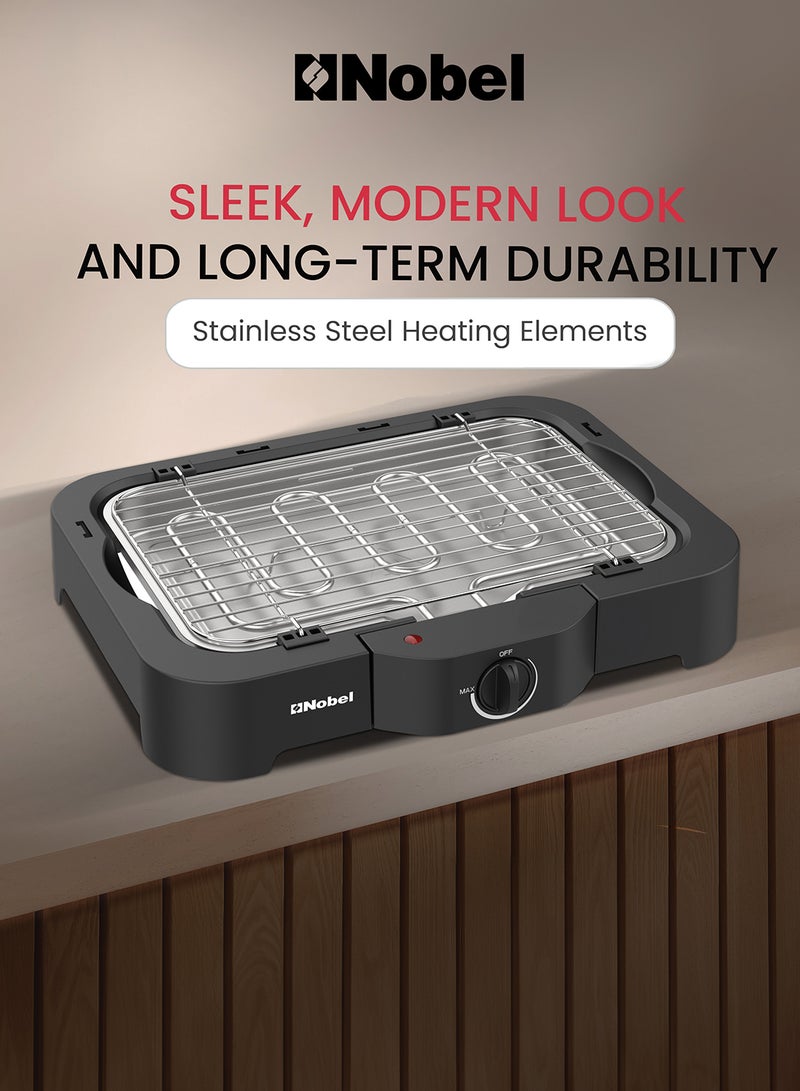 Electric BBQ Grill – 2300W with Adjustable Temperature, Detachable Parts, and Cool Touch Housing for Easy Cooking & Cleaning 2300 W NBQ007 Black