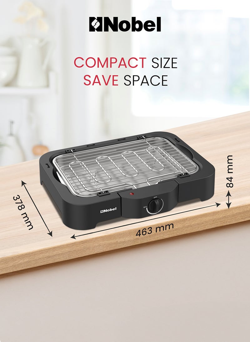 Electric BBQ Grill – 2300W with Adjustable Temperature, Detachable Parts, and Cool Touch Housing for Easy Cooking & Cleaning 2300 W NBQ007 Black