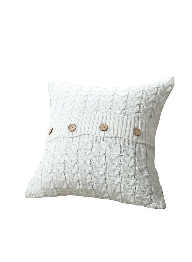Simple Knitted Cushion Cover White 45x45cm