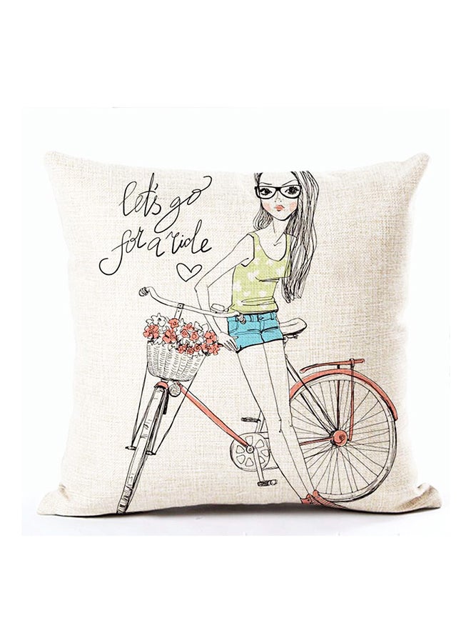 Cartoon Girl Pattern Cushion Cover Multicolour 45x45cm