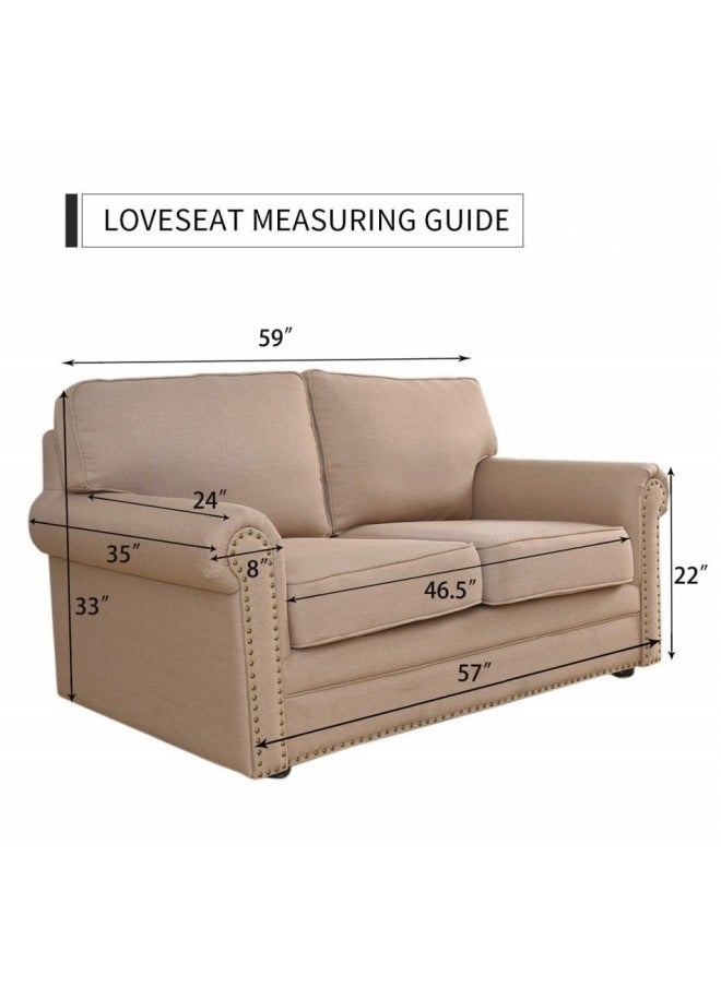 Sofa Cover 2 Seater Medium Loveseat Chair Sofa Slipcover Wrinkle-free Reversible Sofa Cover Water Resistant Couch Cover Furniture Protector Cover with Elastic Straps Blue