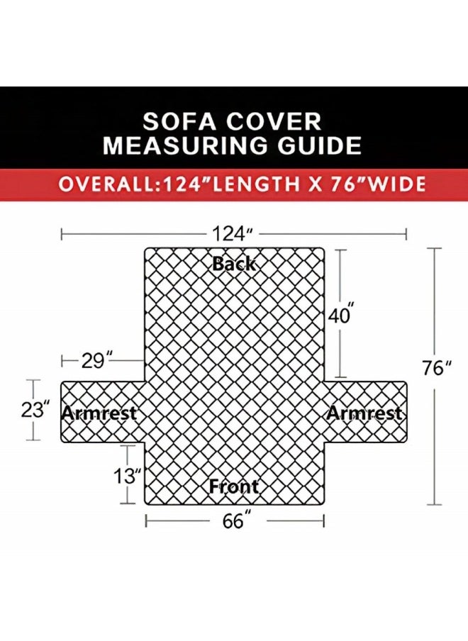 Sofa Cover 3 Seater Large Size Chair Sofa Slipcover Wrinkle-free Reversible Sofa Cover Water Resistant Couch Cover Furniture Protector Cover with Elastic Straps Beige