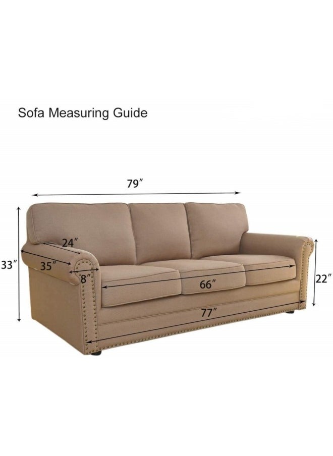 Sofa Cover 3 Seater Large Size Chair Sofa Slipcover Wrinkle-free Reversible Sofa Cover Water Resistant Couch Cover Furniture Protector Cover with Elastic Straps Beige