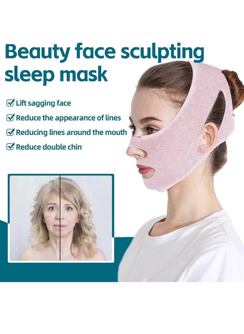 Beauty Face Sculpting Sleep Mask, Double Chin Reducer,V Shaped Slimming Face Mask, Reusable Facial Shaped UP Lift Mask- Anti-Aging and Anti-Wrinkle Band（1Pcs）