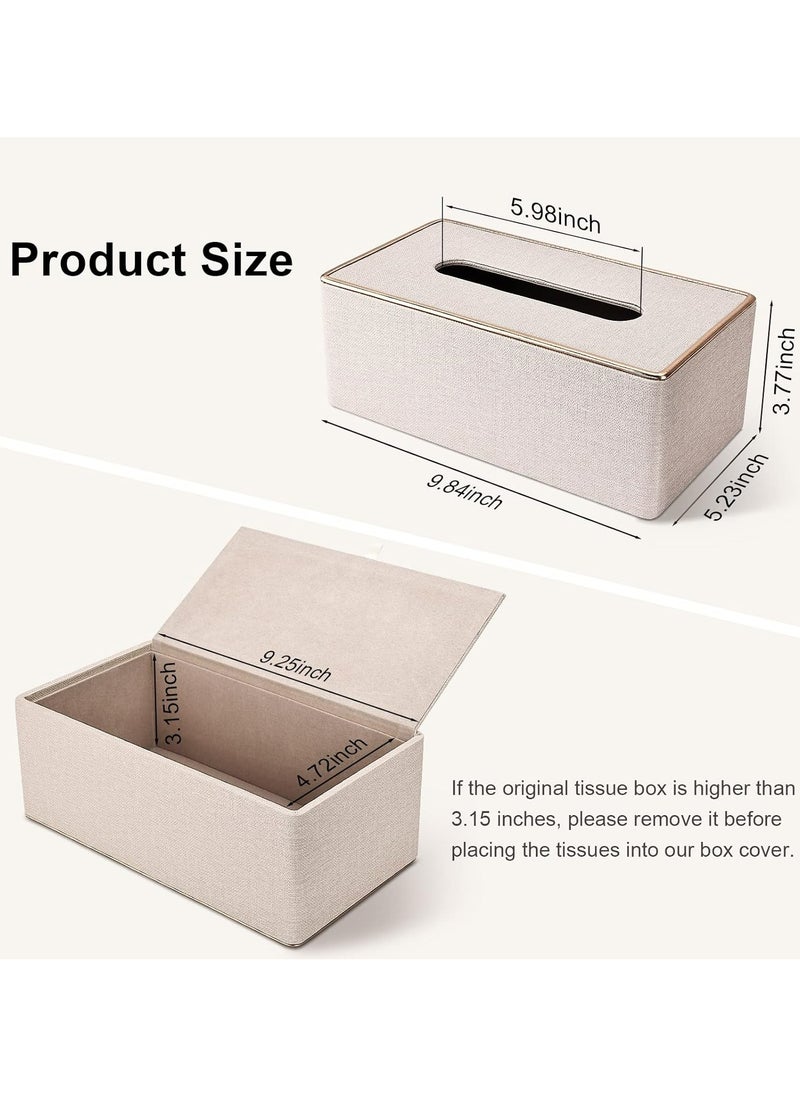 PU Leather Rectangular Tissue Box Cover for Home, Office, Car, Bathroom (Beige, 9.84