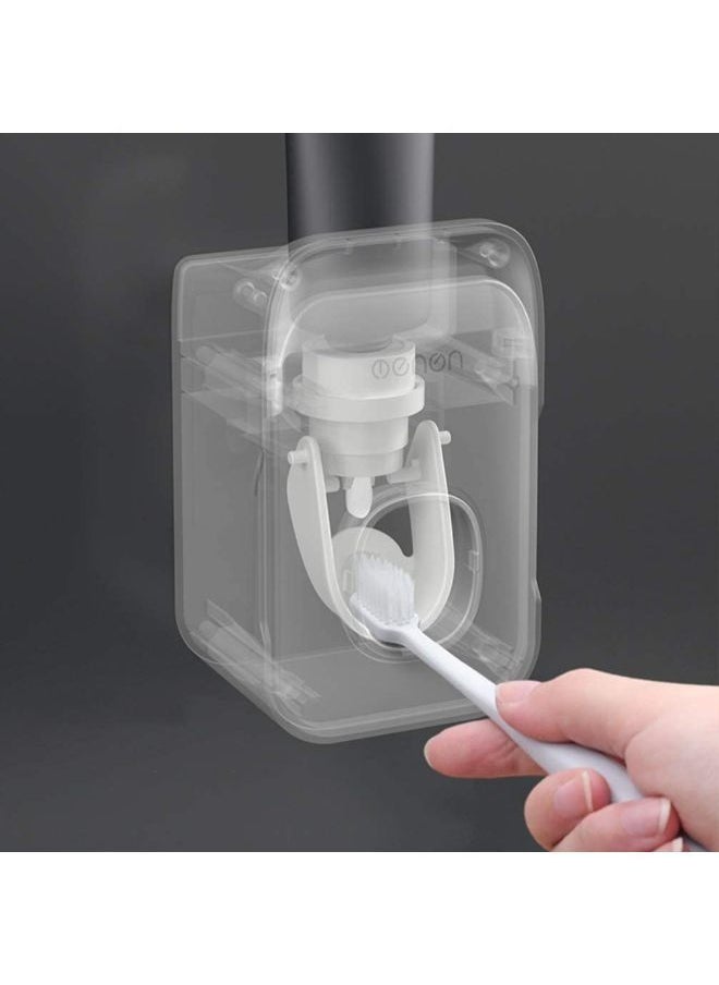 Wall Mounted Toothpaste Dispenser With Toothbrush Holder