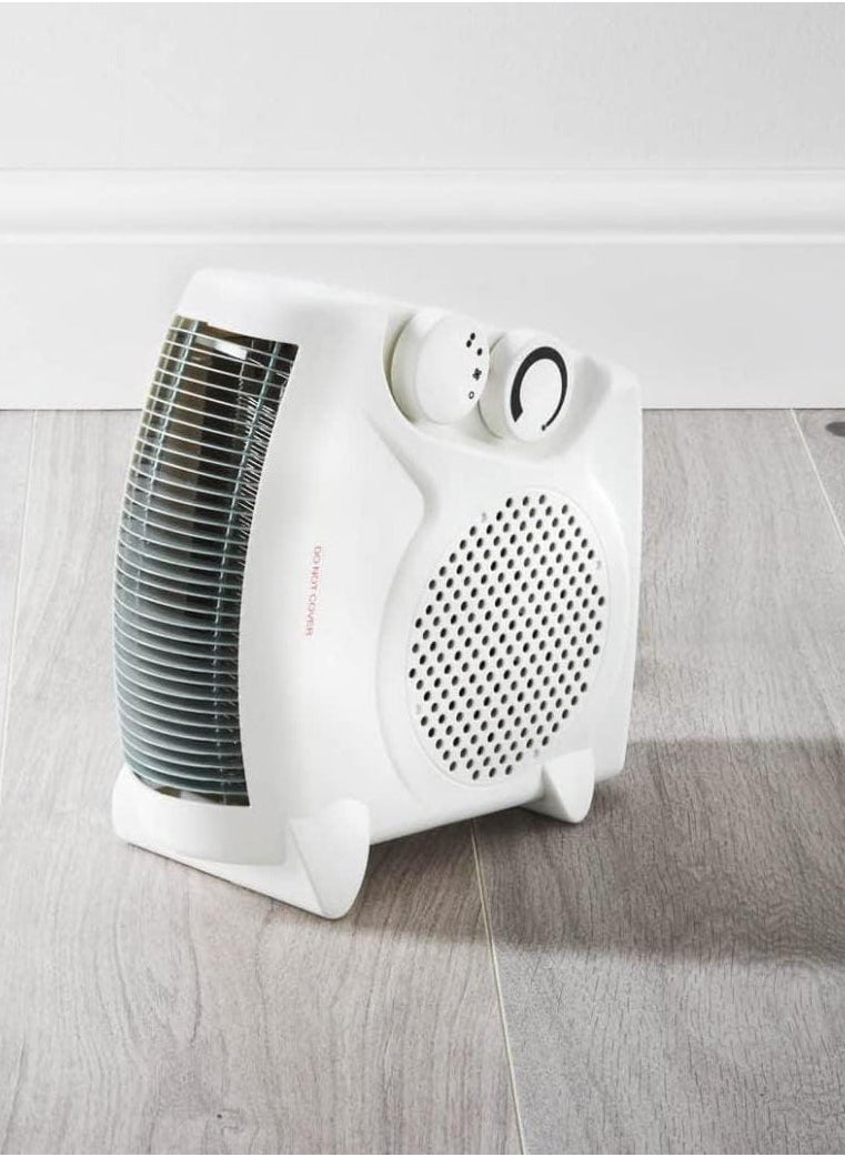 Portable Fan Heater with Overheat Protection, Adjustable Thermostat, 2 Heating Levels, Cool & Warm Wind Modes, Automatic Safety Shut-Off, and Power Indicator Light for Home & Office
