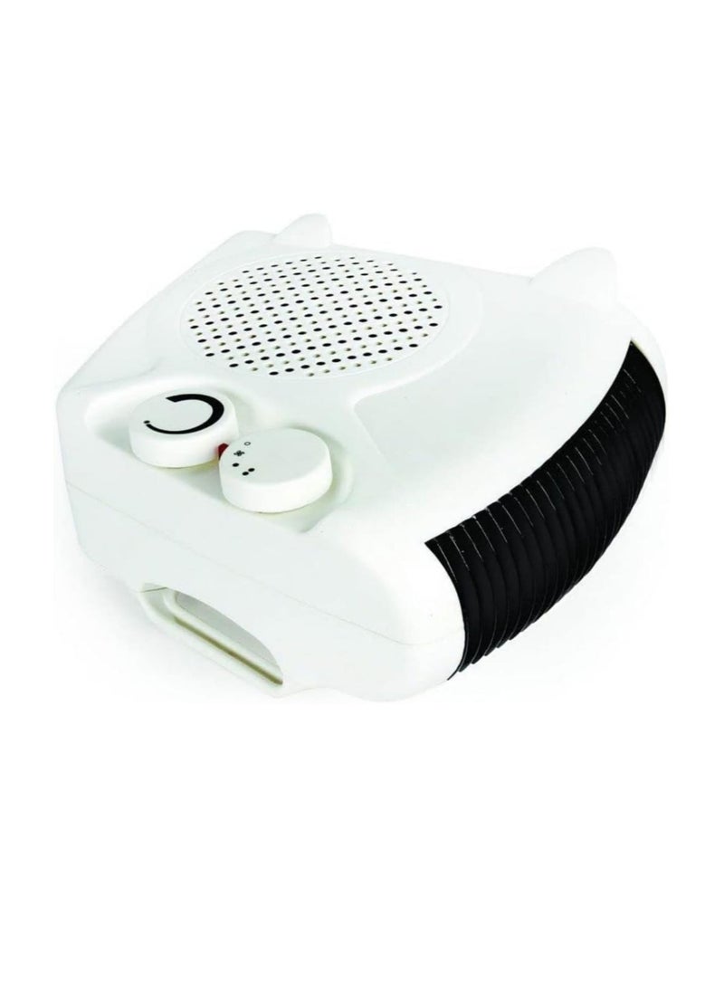 Portable Fan Heater with Overheat Protection, Adjustable Thermostat, 2 Heating Levels, Cool & Warm Wind Modes, Automatic Safety Shut-Off, and Power Indicator Light for Home & Office