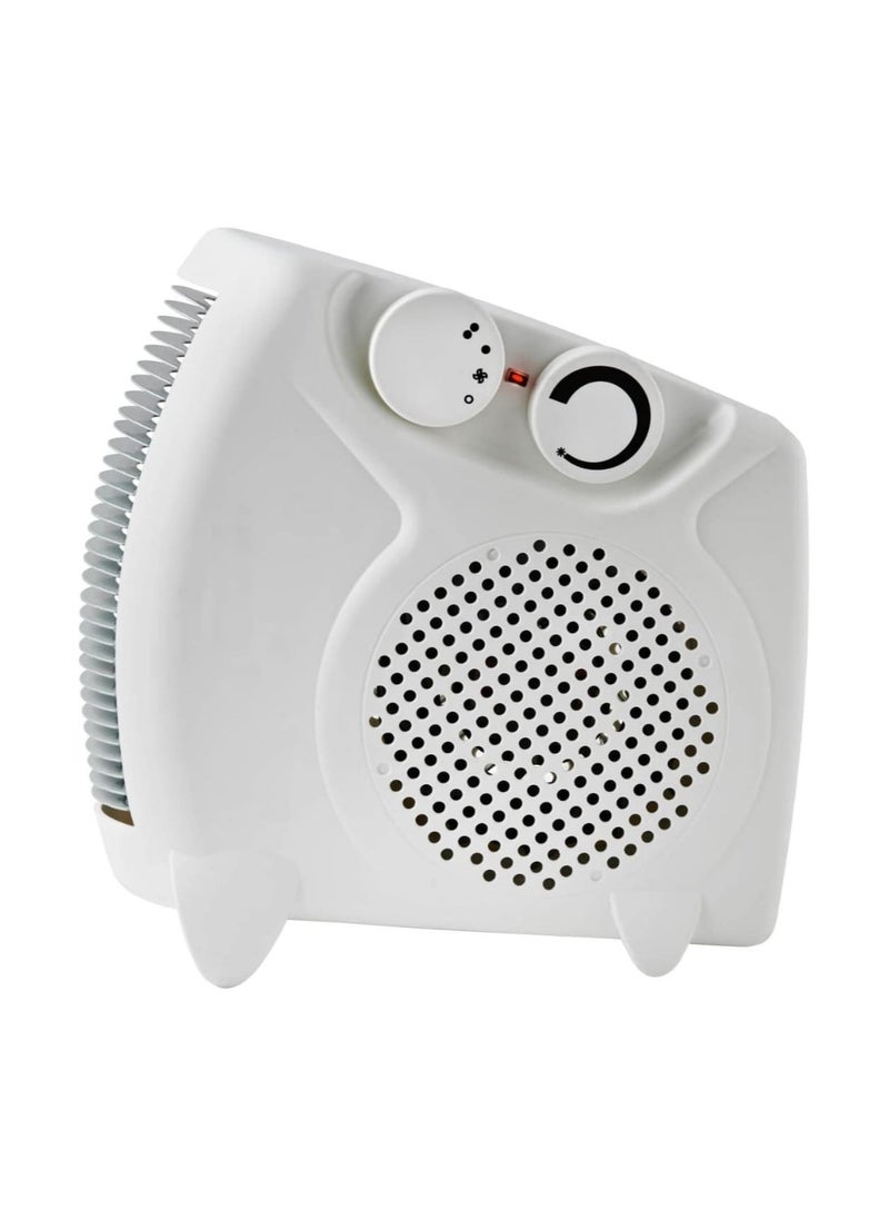 Portable Fan Heater with Overheat Protection, Adjustable Thermostat, 2 Heating Levels, Cool & Warm Wind Modes, Automatic Safety Shut-Off, and Power Indicator Light for Home & Office