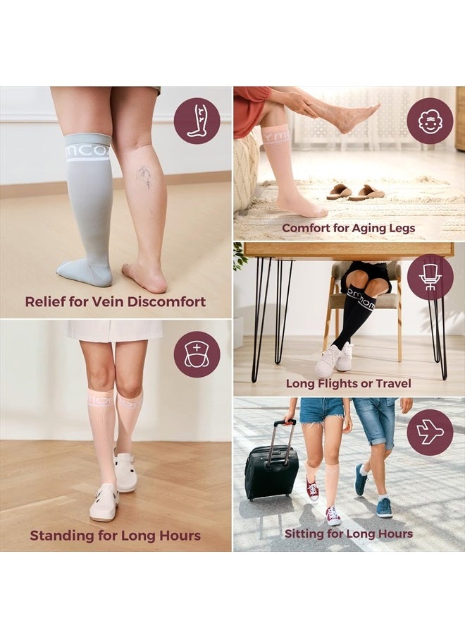 Compression Socks for Women 15-20mmHg & 20-30mmHg | 2 Pairs, Graduated Compression for Circulation & Swelling