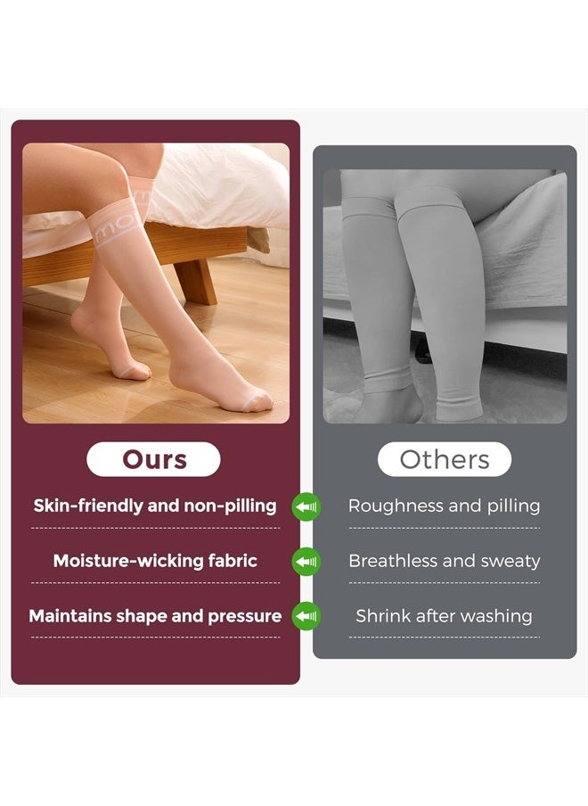 Compression Socks for Women 15-20mmHg & 20-30mmHg | 2 Pairs, Graduated Compression for Circulation & Swelling