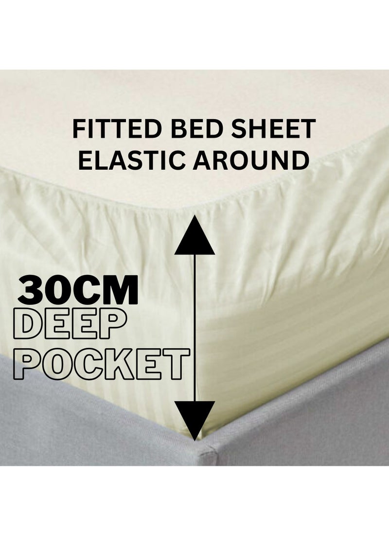 TW Premier Hotel Duvet Cover Stripe 240x260cm King Size 6 Pcs Set, 1 Duvet Cover 260x240cm (Without Filling), 1 Fitted Sheet 200x200+30cm, 2 Pillow Cases 50x75+5cm, 2 Pillow Cases 50x75cm
