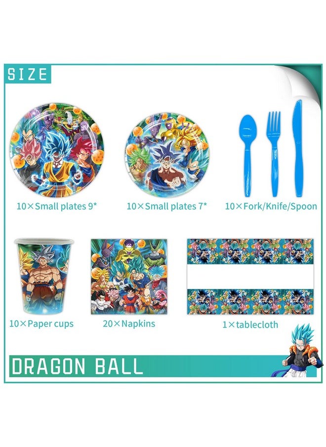 Celebrate Birthday Party Tableware Supplies For Dragon Theme Decoration, Drz Party Decorations, Goku Plates, Napkins, Cups, Table Cover And More For 20 Guests