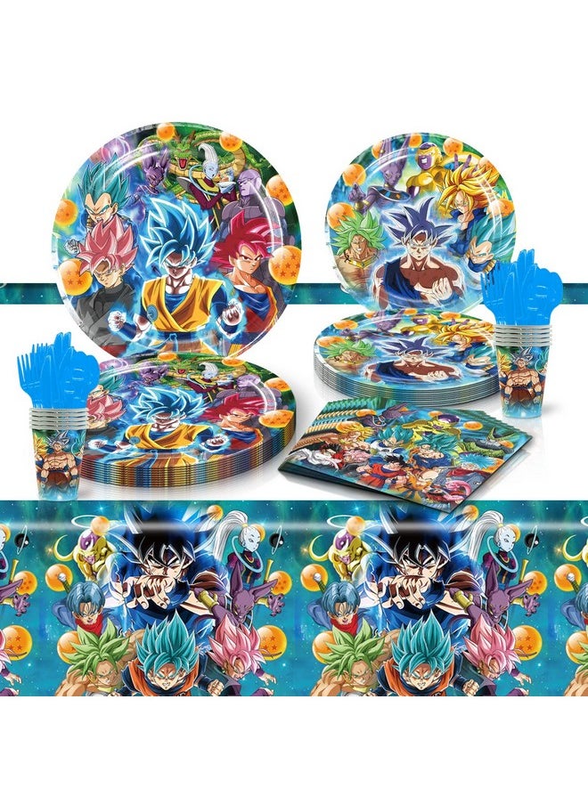 Celebrate Birthday Party Tableware Supplies For Dragon Theme Decoration, Drz Party Decorations, Goku Plates, Napkins, Cups, Table Cover And More For 20 Guests