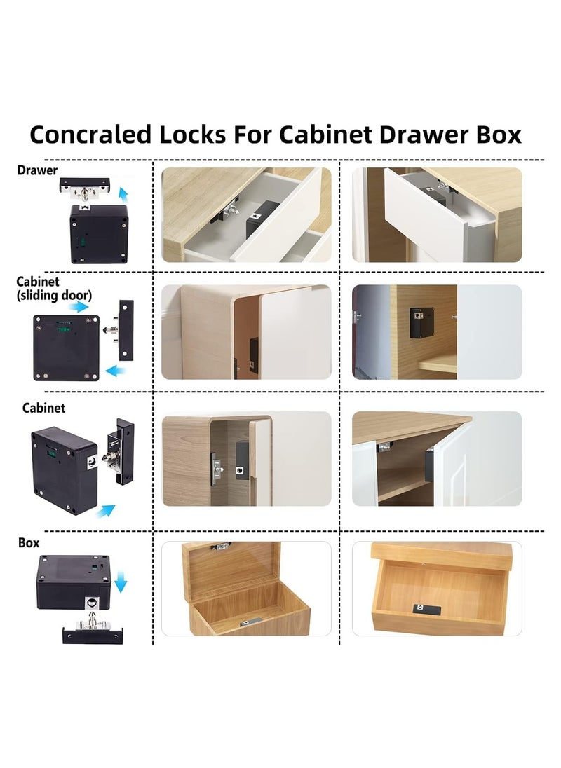 Electronic Cabinet Lock,Kid Hidden Drawer Locks for Children, Hidden DIY Cabinet Lock with Slide Latch Lock for Double Door Cabinet Drawer Wooden Cupboard