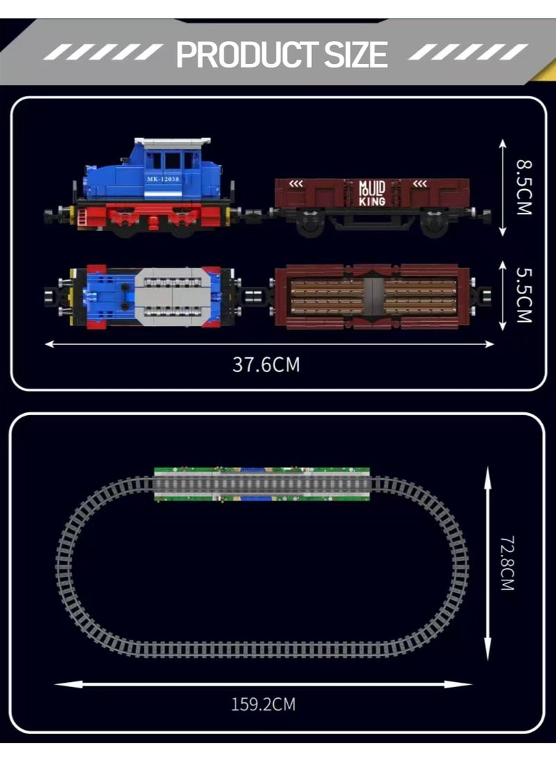 KG230 internal combustion engine locomotive building block set, electric train building toy, remote control /APP steam track train construction model, suitable for parent-child interaction adult/child 14+ (1117 pieces) 12038