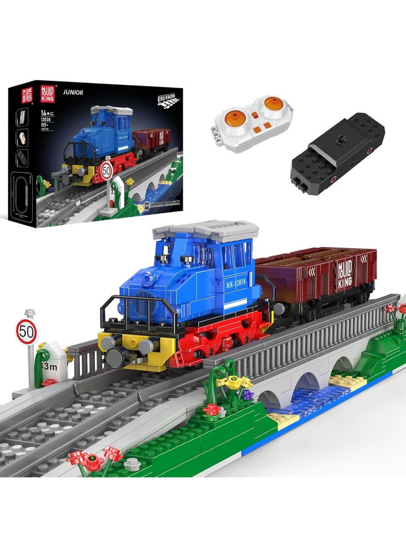 KG230 internal combustion engine locomotive building block set, electric train building toy, remote control /APP steam track train construction model, suitable for parent-child interaction adult/child 14+ (1117 pieces) 12038