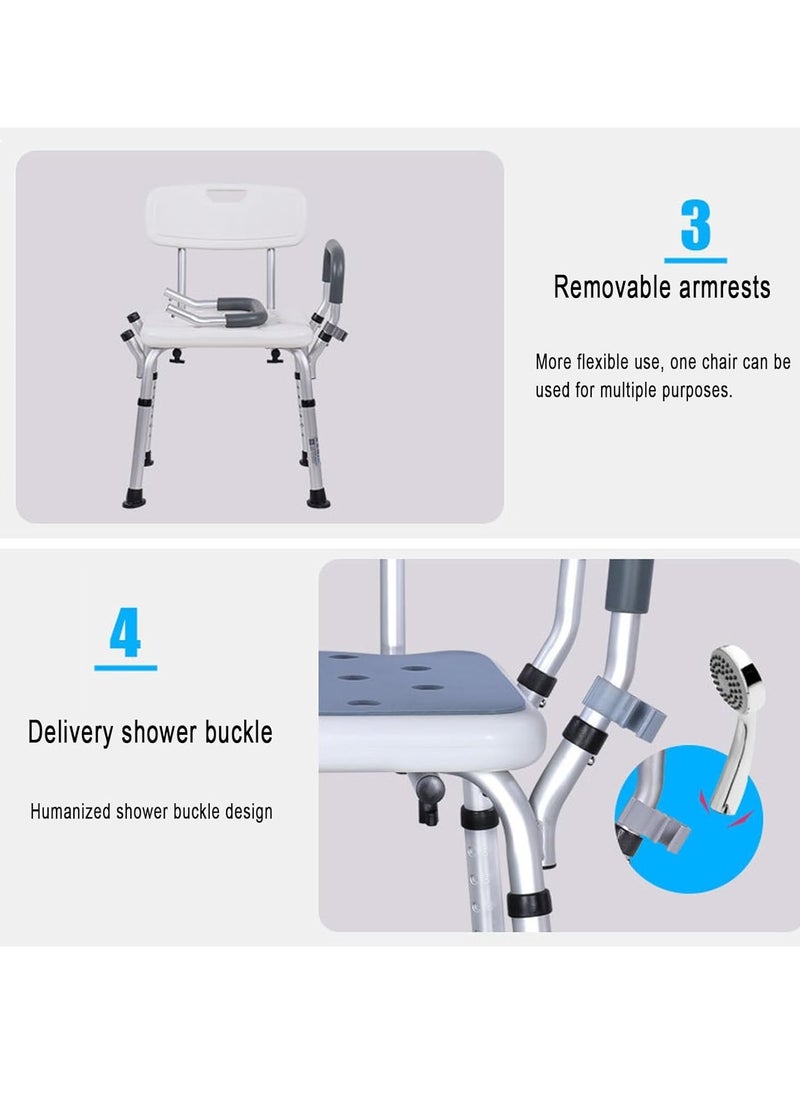 Shower Chair,Shower Stool,6 Height Adjustable,264 Lb Capacity,For Seniors,Elderly And Disabled.