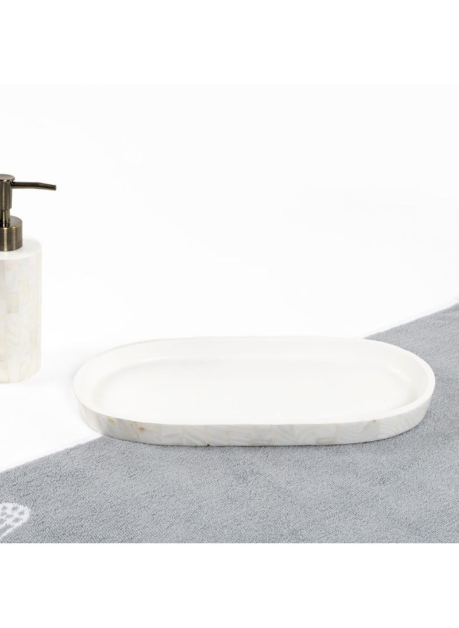 Optima Mother Of Pearl Tray, White - 30.5X3.2 Cm