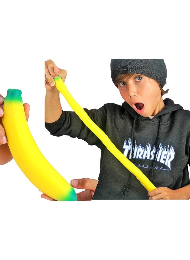 JA-RU Super Stretchy Banana and Bouncy Ball Bundle Fidget Stress Relief Toy for Kid and Adults. Stretches Long. Great ADD ADHD Autism & Hand Therapy. Plus 1 Bouncy Ball. Smells Good 3340p.