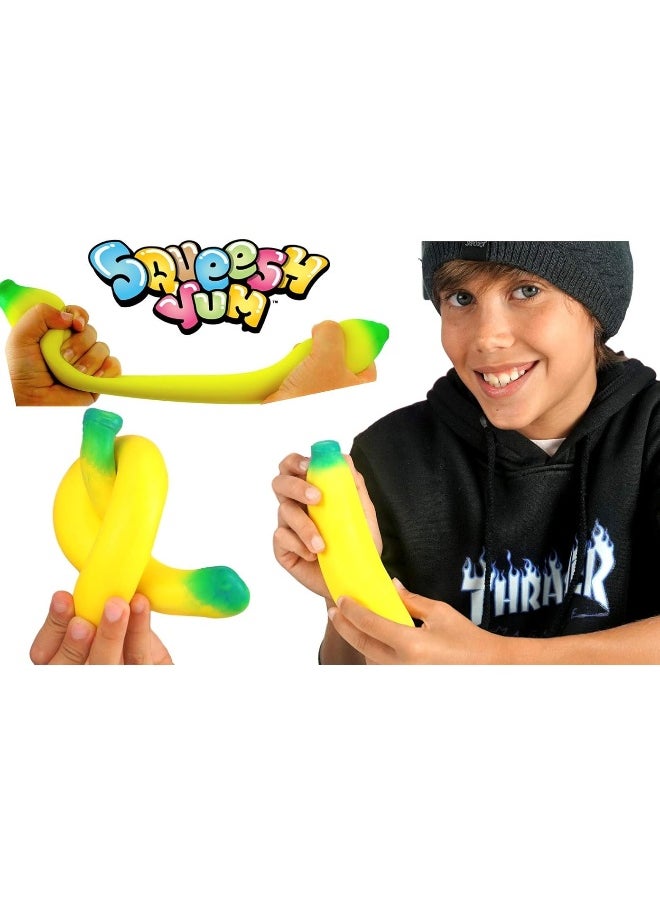 JA-RU Super Stretchy Banana and Bouncy Ball Bundle Fidget Stress Relief Toy for Kid and Adults. Stretches Long. Great ADD ADHD Autism & Hand Therapy. Plus 1 Bouncy Ball. Smells Good 3340p.